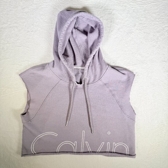 Calvin Klein Performance Cutoff Sleeveless Hoodie Sweatshirt Women’s S - Picture 1 of 6
